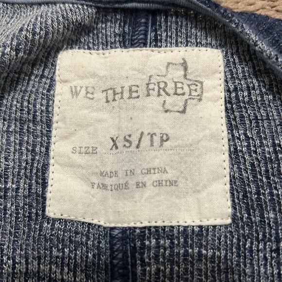We The Free Free People Cap Sleeve Denim Colored Sheer Top XS - Picture 5 of 7